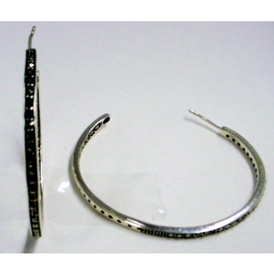 Marcasite Earring 50mm Hoop (In+Out) Side Set