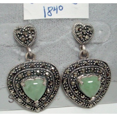 Heart Marcasite Earring + Heart G. Jade Post