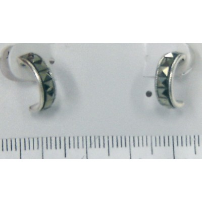 Marcasite Earring Samll Huggie (Round) Square Cut