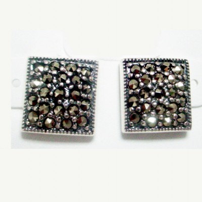 Marcasite Earring Square Pave