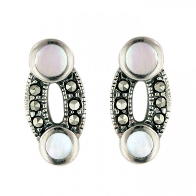 Marcasite Earring Mother of Pearl Hook