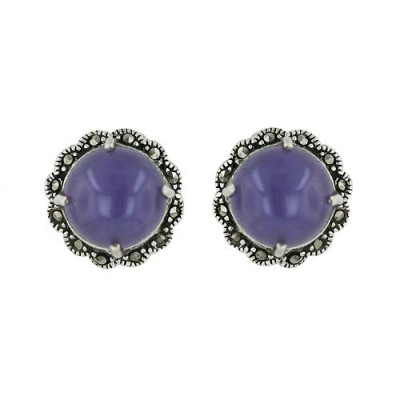 Marcasite Earring Round P. Jade
