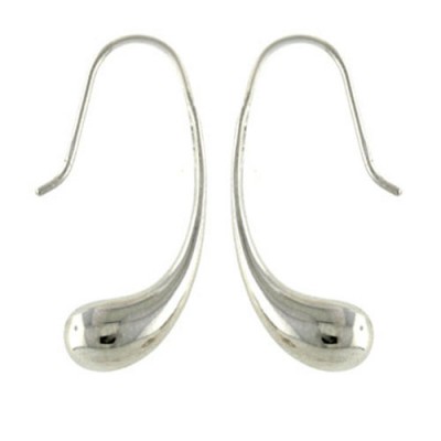 STERLING SILVER EARRING PLAIN SIDED T-DROP W/DESIGNER HOOK***GOLD