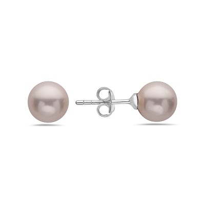 Sterling Silver Earring 8mm Baby Pink Imitation Pearl Stud Code:Bc