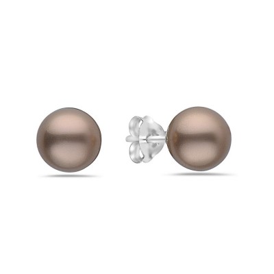 Sterling Silver Earring 8mm Champagne Imitation Pearl Stud Code:Bc