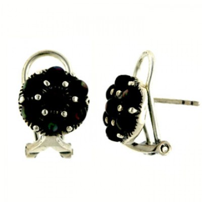 Sterling Silver Earring 7 Blck Mother of Pearl Dots