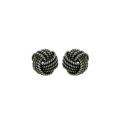 Sterling Silver Earring Plain Knot--E-coated/Black Plated