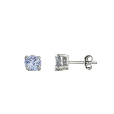 Sterling Silver Earring Lvndr Cubic Zirconia Round 4Mm Stud