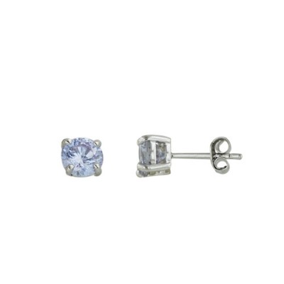 Sterling Silver Earring Lvndr Cubic Zirconia 6mm Round Stud