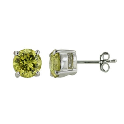 Sterling Silver Earring Per Cubic Zirconia 8mm Round Stud