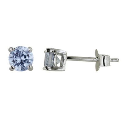 Sterling Silver Earring 5mm Lvndr Cubic Zirconia Round Stud