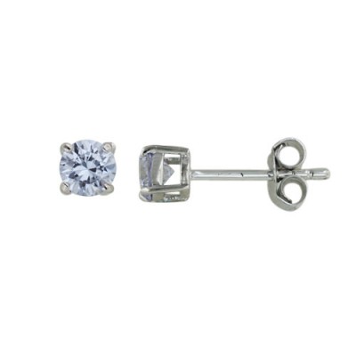 Sterling Silver Earring Lvndr Cubic Zirconia Round 4mm Stud