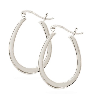 Sterling Silver Earring Plain Oval