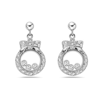 Sterling Silver Earring 3 Clear Cubic Zirconia Motion (Matching 6S-371Cl)