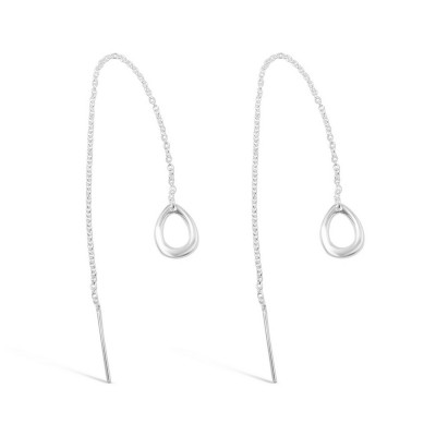 STERLING SILVER EARRING OPEN T-DROP DANGLE TREADER STYLE