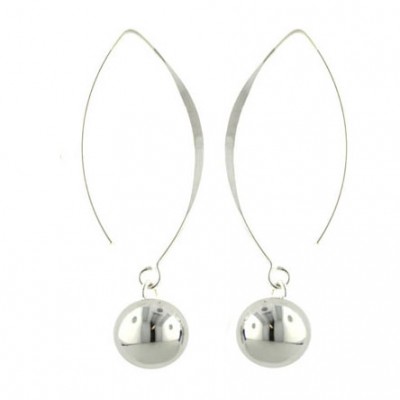 Sterling Silver Earring Plain 10mm Solid Ball with Almond Hook--E-C