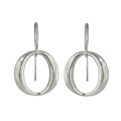 Sterling Silver Earring Plain Floating O with Fish Wire--Nickle Free-Ot
