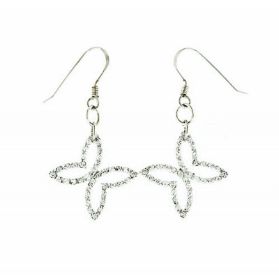 Sterling Silver Earring Clr Cz Butterfly W/ French Wire