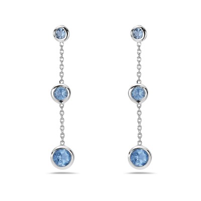 Sterling Silver Earring 3 Aqua Marine Glass Bezel