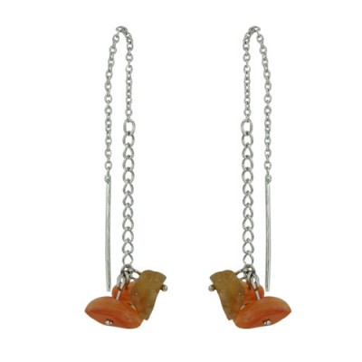 Sterling Silver Earring (3) Carnelien Color 3 Semi Precious Cluster