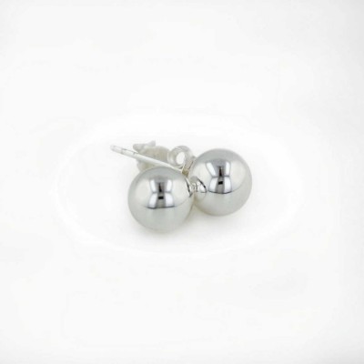 Sterling Silver Earring 8mm Solid Ball-Rhodium Plated (Old#2S-23