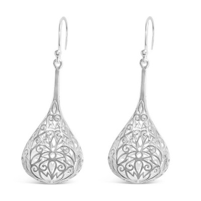 Sterling Silver Earg Filigree Open Calabash W/ French Wire