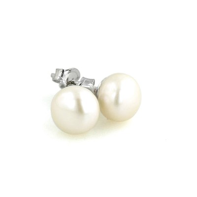 STERLING SILVER EARRING 8MM POTATO FRESH WATER PEARL STUD