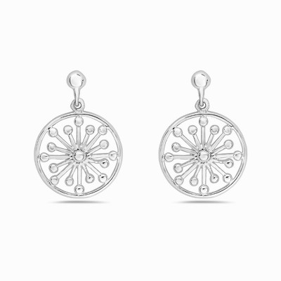 Sterling Silver Earring 14mm Circle with Starburst Dangle--E-Coat