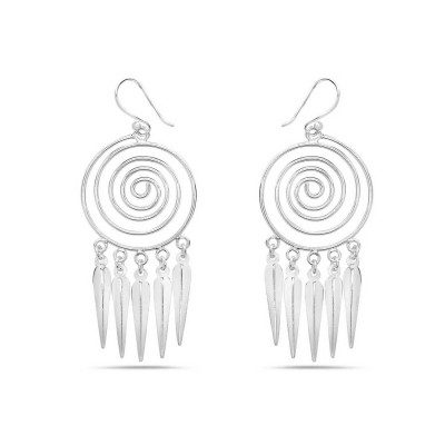 Sterling Silver Earg Swirl W/ 5 Long Drop Leaf French Wire***E-Co