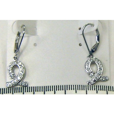 Sterling Silver Earring Clear Cubic Zirconia Kristen Fish with Levelback