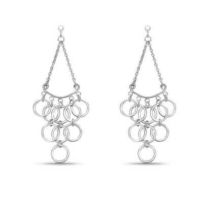 Sterling Silver Earring 1/2 Rhombus with 9 Circle Links--E-Coat
