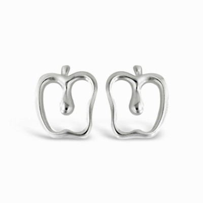Sterling Silver Earring Small Open Apple Stud--E-Coat