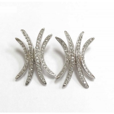 Sterling Silver Earring 4 Clear Cubic Zirconia Line