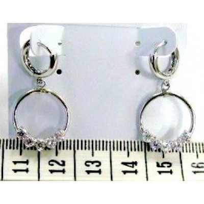 Sterling Silver Earring Reconstructed Plain Huggies with Cubic Zirconia Circle D