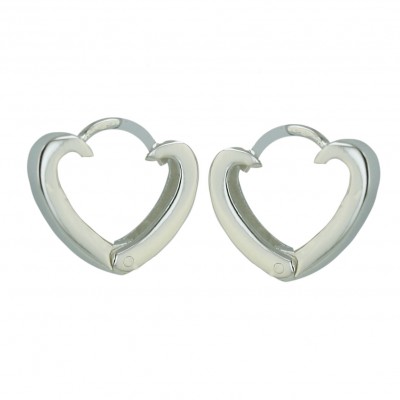 Sterling Silver Earring Plain Open Heart Huggies--E-coated/Nickle Free