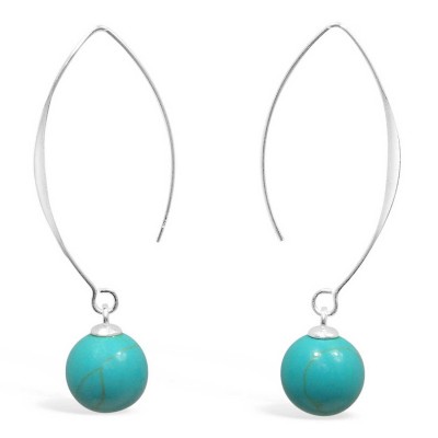 Sterling Silver Earring 12mm Reconstituent Turquoise with Almond Hook