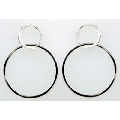 Sterling Silver Earring Interlocking Circle--E-coated/Nickle Free