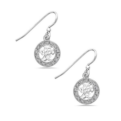 Sterling Silver Earing Love in Chinese Cubic Zirconia Around French Wire