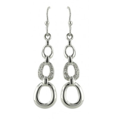 Sterling Silver Earg Plain+Cz Triple 'O' W/ French Wire