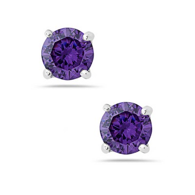 Sterling Silver Earring 5mm Round Ame (#Czva) Cubic Zirconia Stud