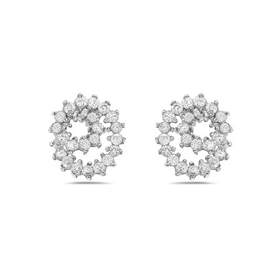 Sterling Silver Earring Clear Cubic Zirconia Swirl (6S-3363Cl)