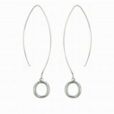 Sterling Silver Earring Almond Hook with O Dangle--E-C