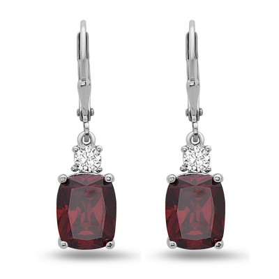 STERLING SILVER EARG 3MM 10X8MM OVAL GARNET CUBIC ZIRCONIA W/ LEVELBACK