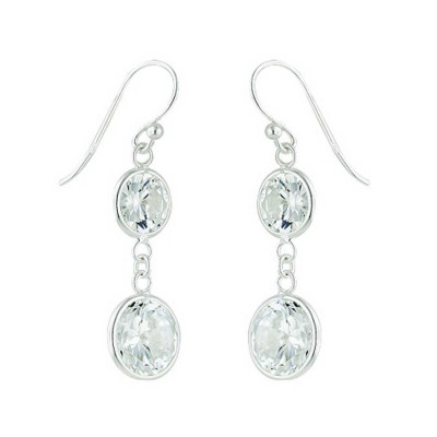 Sterling Silver Earring Outer 8mm+10mm Round Clear Cubic Zirconia Bezel -Rhodium Plating-