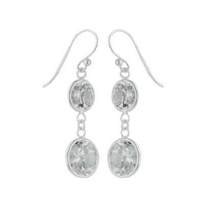 Sterling Silver Earring Outer 8mm+10mm Round Clear Cubic Zirconia Bezel -E-Coat-