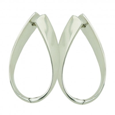 Sterling Silver Earring 26mm Plain Silver Open Twisted "U" Huggies