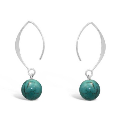Sterling Silver Earring Small Almond Hook 10 mm Turquoise Bead