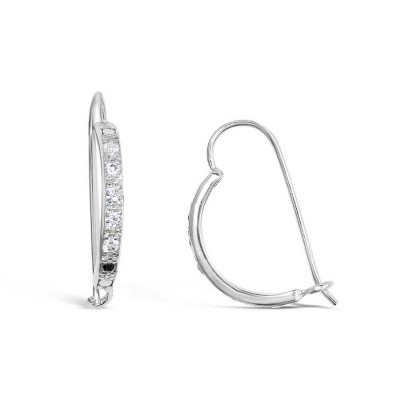 Sterling Silver Earg (H=20Mm)Outer Clr Cz 'C' Curve French Wire
