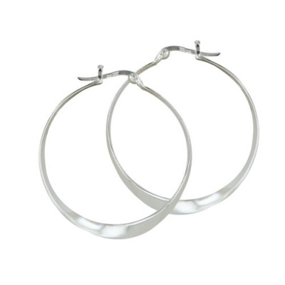 Sterling Silver Earring 30mm Plain Twisted Latch Hoop --E-coated/Nickle Free--