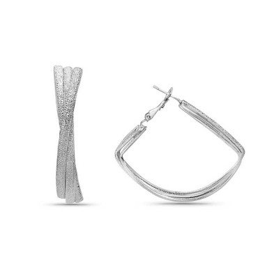 Sterling Silver Earring 40mm 3 Layer Open Wide Triangle with Dots